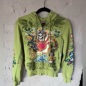 Ed Hardy green hoodie size S